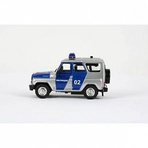 Машина металлическая инерционная - УАЗ - Милиция с сиреной и мигалками (Технопарк,	 31514-12 (96)sim)